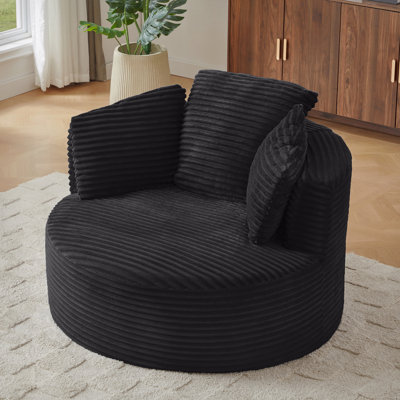 Chaise compressible ronde en velours côtelé avec dossier rembourré - sièges confort moderne