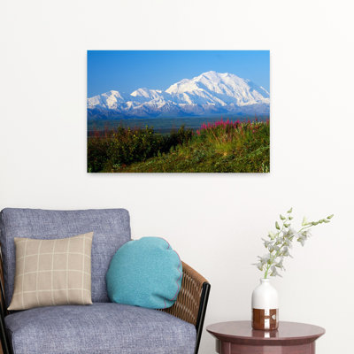 View Of Snow-Covered Mount Mckinley From Denali National Park Alaska Usa. Tranquil Abstract Contemporary Landscape Mountain Art
