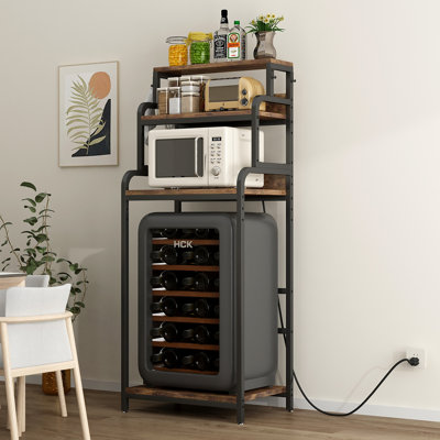 Mini-support de réfrigérateur rétro avec rangement, mini armoire de réfrigérateur avec rangement, support pour micro-ondes, support de boulanger, support de four à micro-ondes avec rangement, mini tablette de réfrigérateur pour bureau à domicile, brun