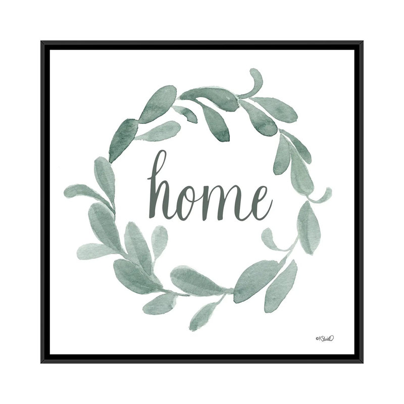 Welcome Home Wreath by Kate Sherrill - Print on Canvas, Black Floater Frame, 93.98 cm H x 93.98 cm W