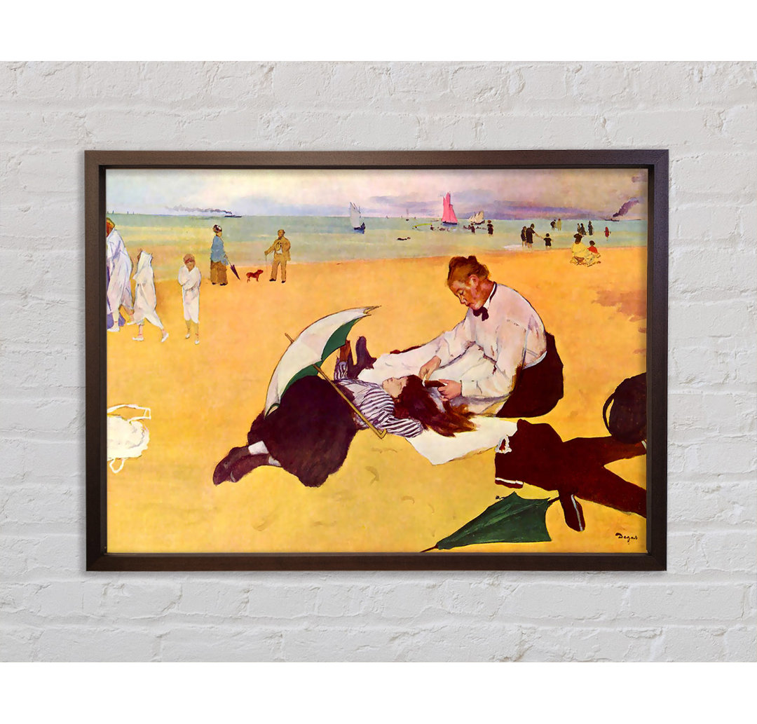 Kleine Mädchen am Strand von Edgar Degas - Einzelbildrahmen Kunstdrucke auf Leinwand