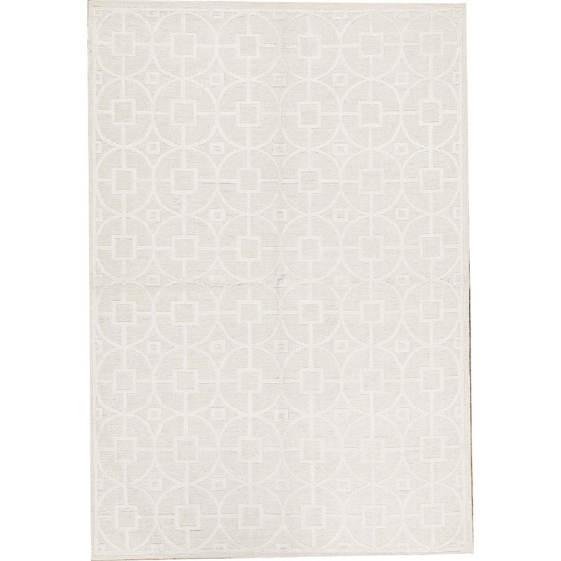 Himalayan Wool Geometric Area Rug in White