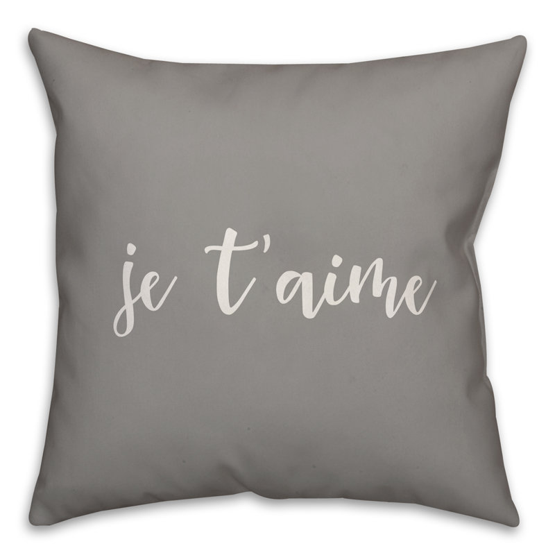  Coussin Je T'Aime, Gris, Housse de coussin