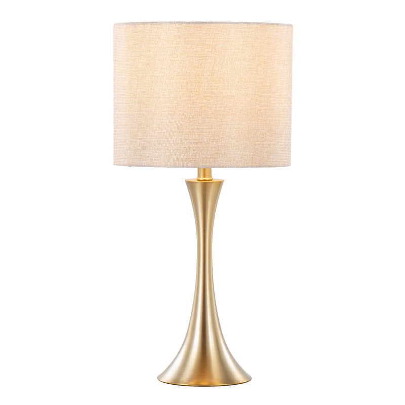 Contemporary Accent Table Lamp-Set of 2, Gold, Beige