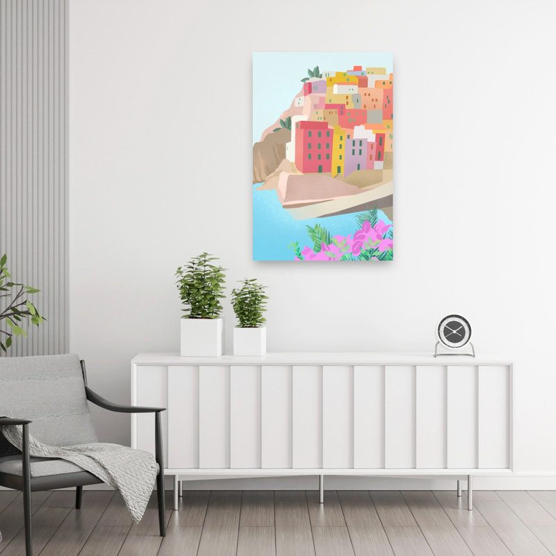 Italy Colorful Abstract Contemporary Landscape Ocean Wall Art Print, 91.44cm H x 60.96cm W