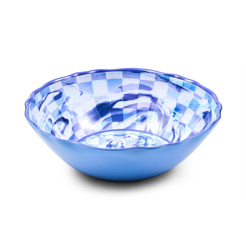 Blue Marble Check Melamine Serving Bowl, Blue