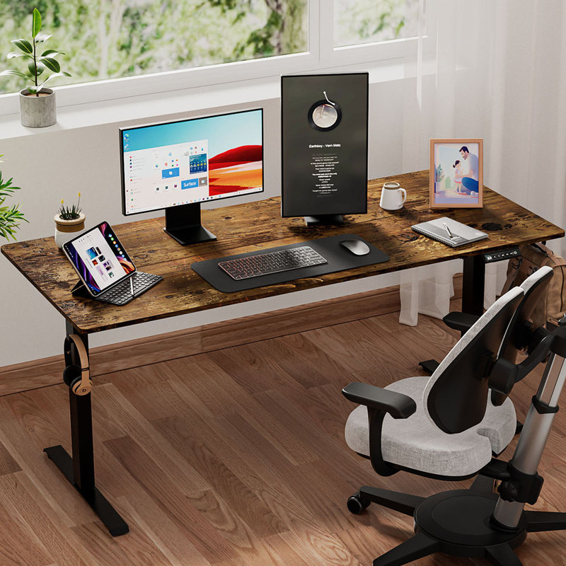 Bureau debout pour bureau à hauteur réglable, L 48 po x P 24 po, Brun / Noir