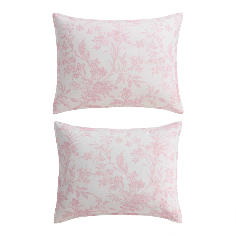 Ensemble d'édredon rose réversible Laura Ashley Natalie, Édredon pour lit simple + 2 taies décoratives + , Rose
