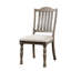 Chaises de salle à manger 2 pièces, bois massif gris antique avec siège en tissu et pieds tournés, chaises de style transitionnel moderne de style Mid-Century, style contemporain