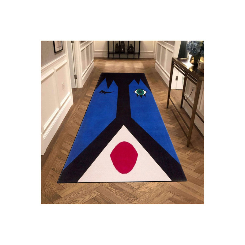 Tapis tissé bleu marine, Tapis de couloir 4 pi 11 po x 9 pi 10 po inclus