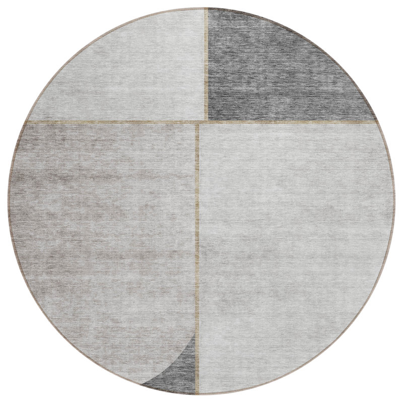 Alta Washable Geometric Indoor / Outdoor Rug, Round 8'