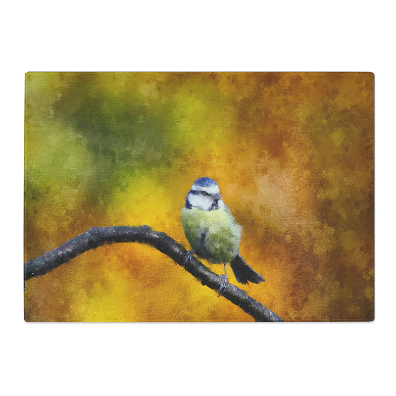 Blue Tit Bird Vol.2 Painting Chopping Board, 0.4cm H x 20cm W x 29cm L