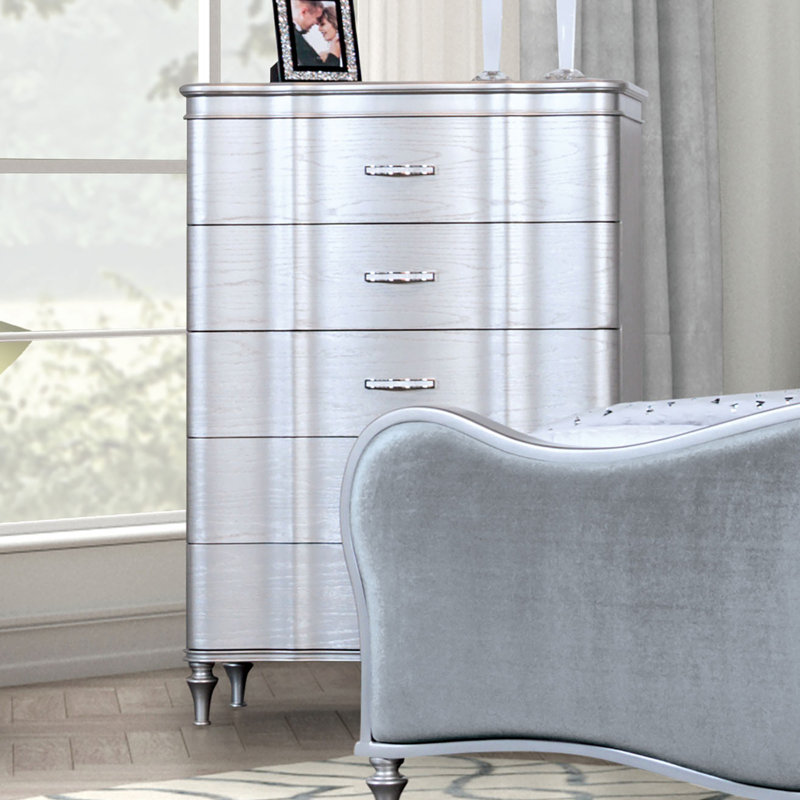 Commode à tiroirs de style contemporain, Argent argent