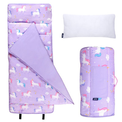 Wildkin Kids Microfiber Nap Mat – Soft  Sleep Mat with Pillow, Ideal for School & Travel - Unicorn