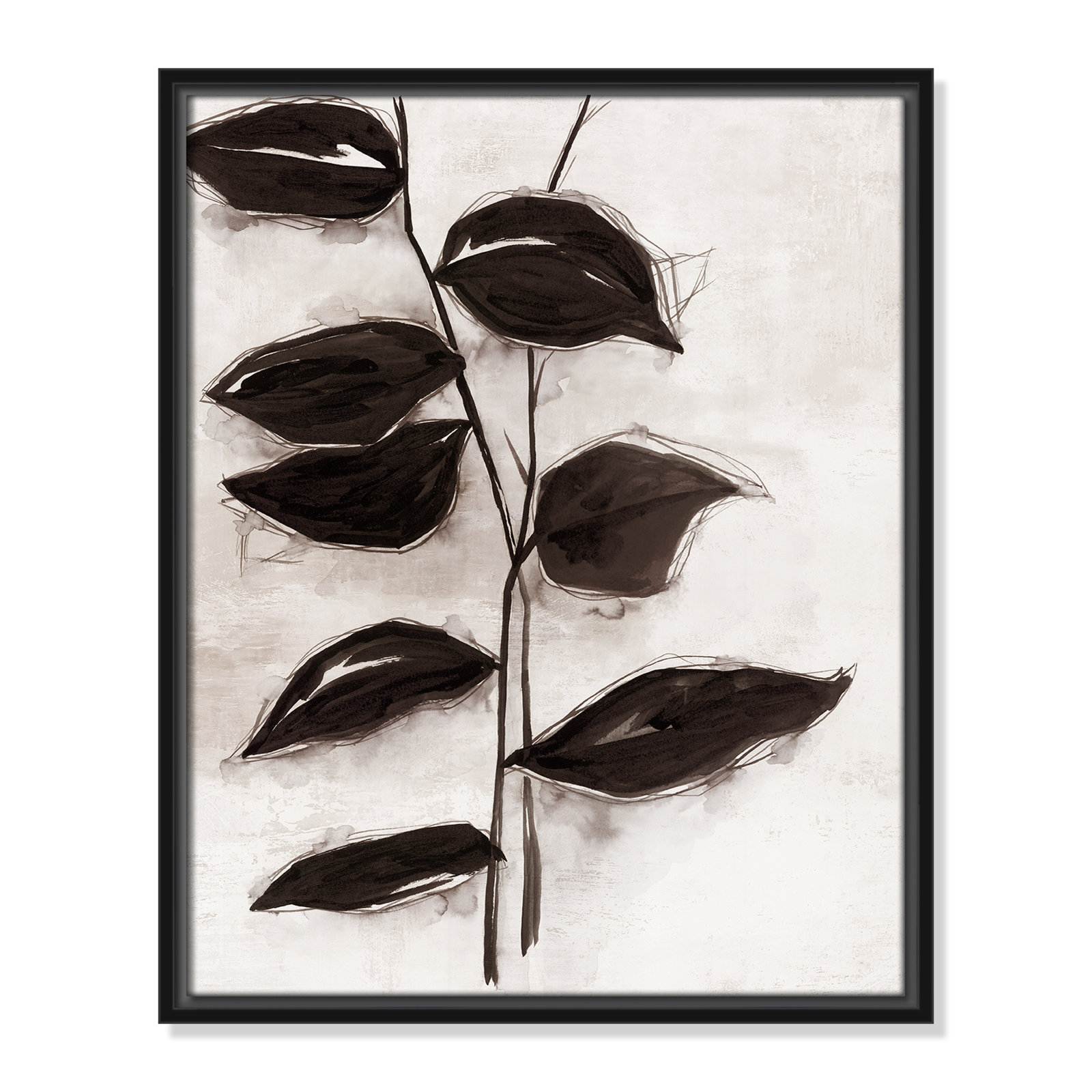 Leaves I by Eva Watts, Black Framed, 21.5" H x 17.5" W x 2" D