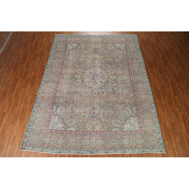 Tapis persan rétro Tabriz noué à la main 10 x 12