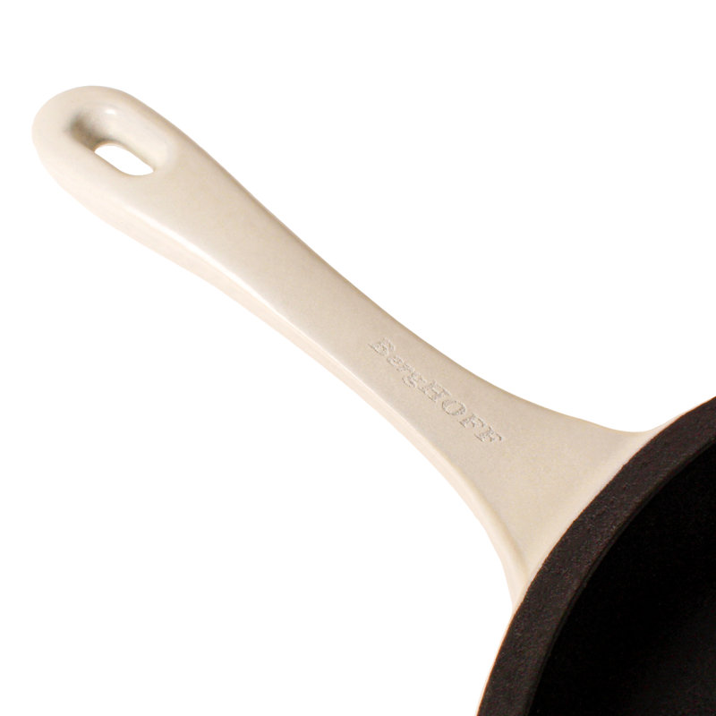 Batterie de cuisine en fonte 3 pièces BergHOFF Neo, poêle à frire et cocotte ronde, Crème