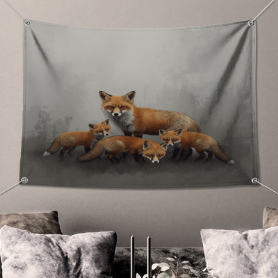 Tapisserie «Family of Red Foxes» - Décoration murale renard