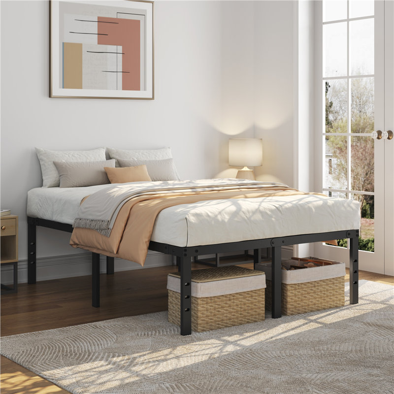 19'H Metal Platform Bed Frame with Non-slip Mattress Foundation, Full