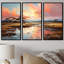 «Pink Sunset Over Marsh Wetlands - Lake», ensemble d'art mural-108317266-108317268
