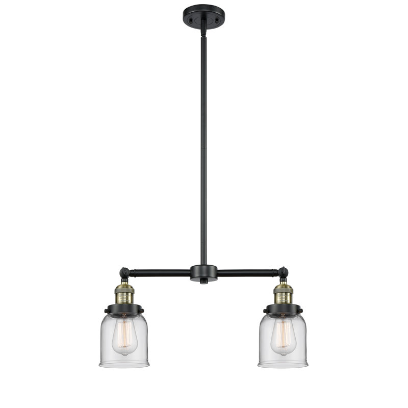 Bell - 2 Light 21" Island Light, 6 Watt Vinage LED Bulb, Clear, Black Antique Brass