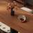 Walnut-colored rectangular solid wood dining table-1674637646