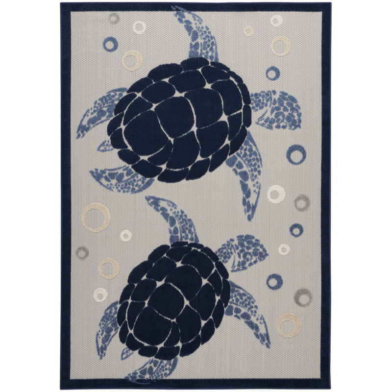 Tapis intérieur / extérieur bleu / gris / bleu marine, Rectangle 6 pi x 9 pi