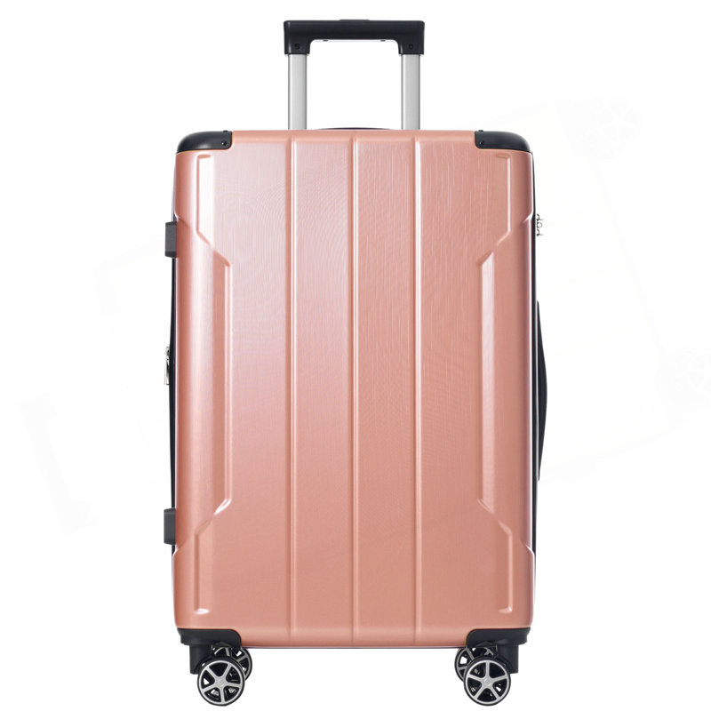 Valise rigide, valises en ABS léger et durable avec roues doubles, bagage de voyage à carreaux extensible de 28 pouces, Rose