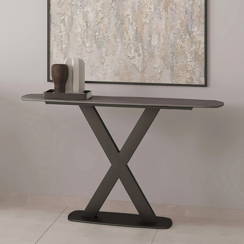 Deptula 120cm Stone Top Console Table, Grey