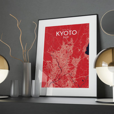 Kyoto City Map in Nautical 1 Piece Wall Art