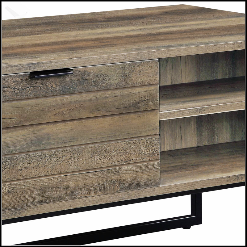 Table basse noire avec rangement ouvert et pieds en métal durables pour les maisons modernes et traditionnelles