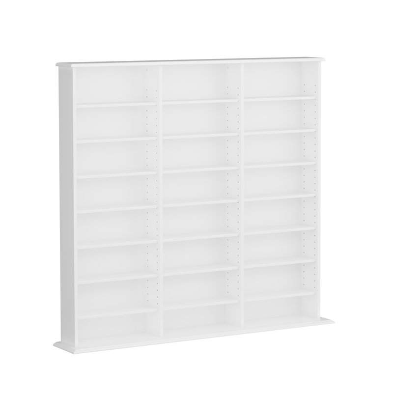 Armoire de rangement multimédia à 3 colonnes avec 21 tablettes réglables pour le salon Cataleya, P 8,75 po x l 56 po x H 51 po, noir