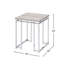 Table de bout carrée avec base en métal, chêne naturel et chrome