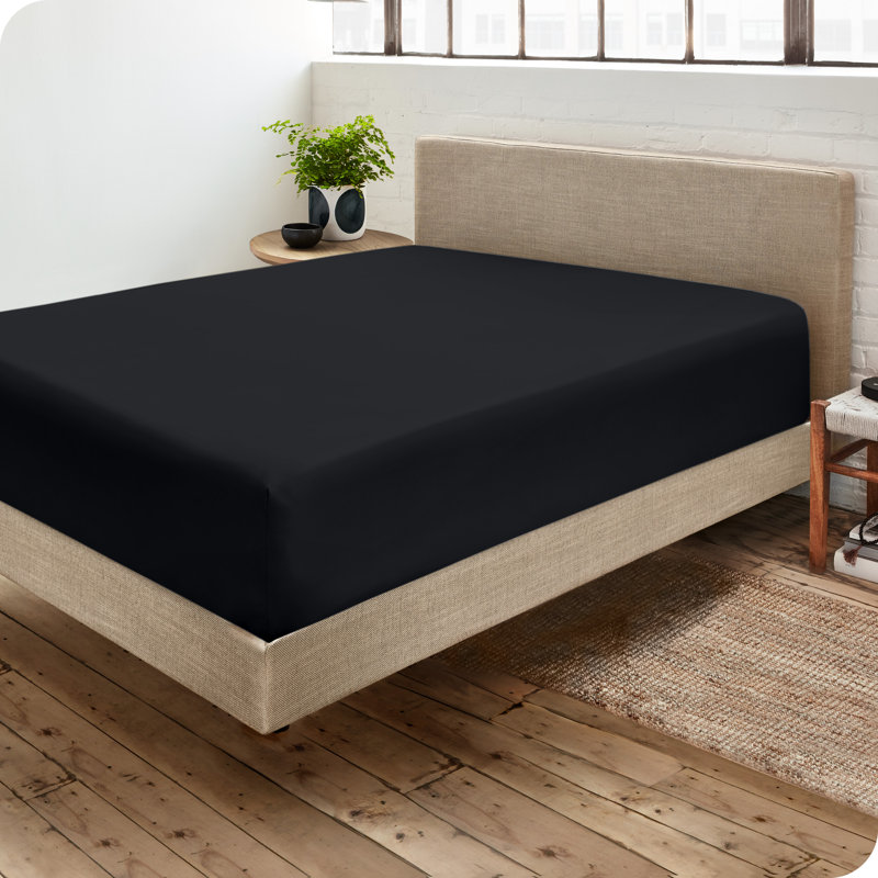 Drap-housse en microfibre, Drap-housse de taille simple, Noir