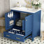 Meuble de salle de bain bleu de 30 po. Meuble-lavabo avec lavabo simple et armoire. Matériau en bois massif. Portes, structure de décoration moderne, extérieur. Lavabo rectangulaire en céramique. 2 1 tiroir. Pour silencieux-73295871