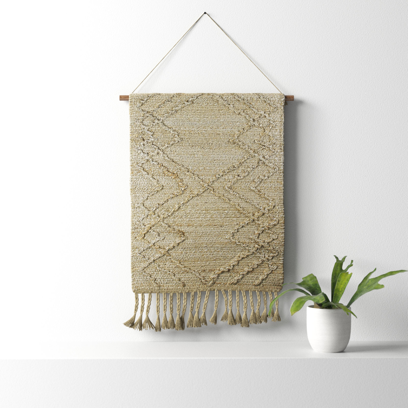 Hand-Woven Solid Wood Wall Hanging