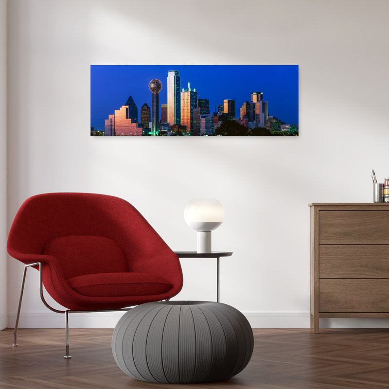 Night Cityscape Dallas Texas USA by J Sohm/VOA LLC - Wrapped Canvas Panoramic Print, 30.48 cm H x 91.44 cm W