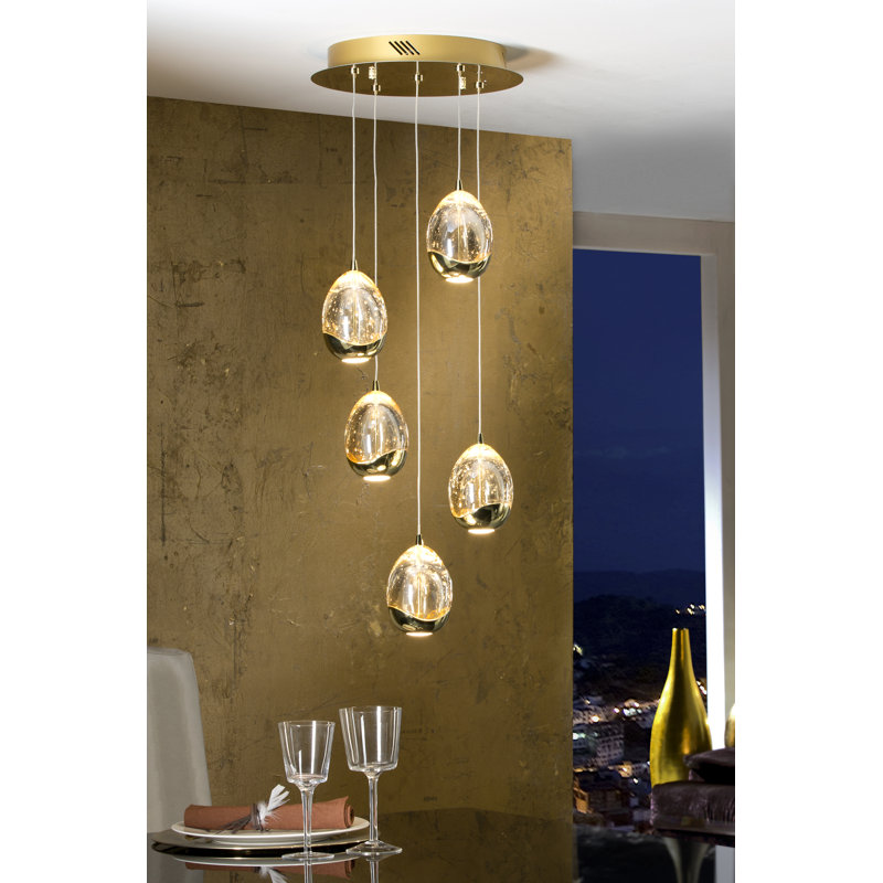 Neher 5 - Light Cluster LED Pendant, Gold