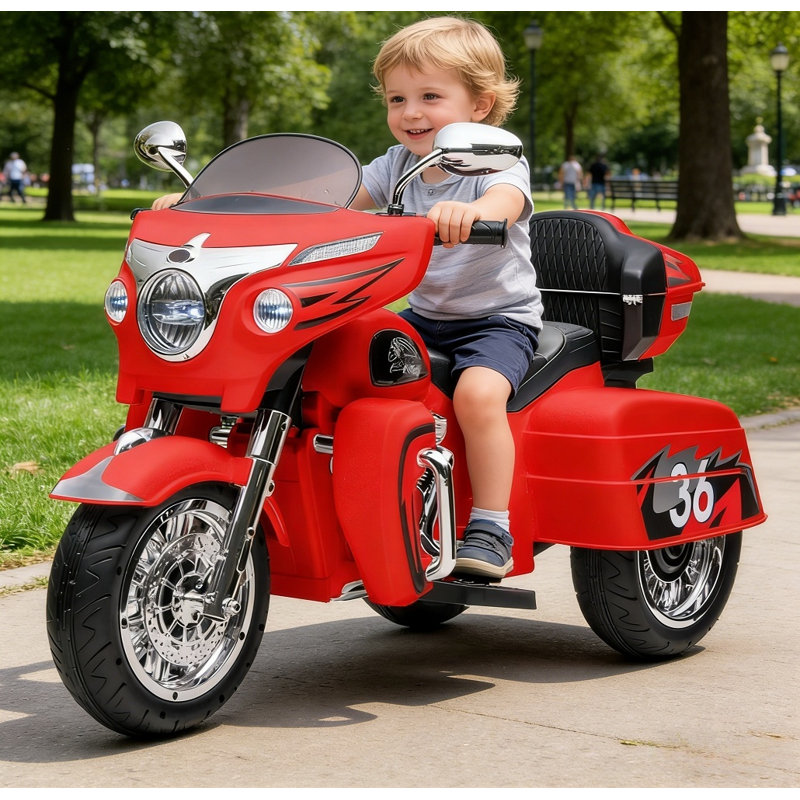 Motocyclette électrique 12V pour enfants, Rouge