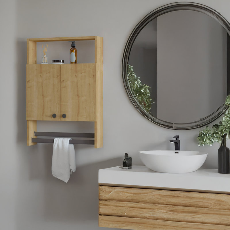 Flush Mount Bathroom Cabinet With Towel Holder
