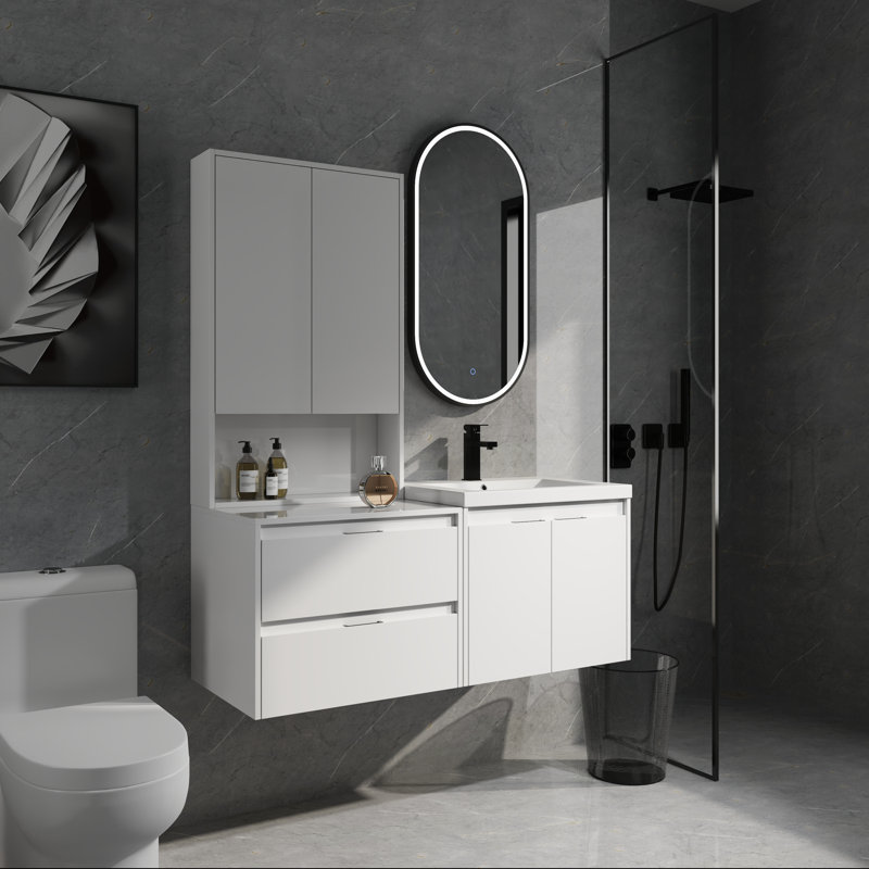 White 48" Vanity Set with Single Basin