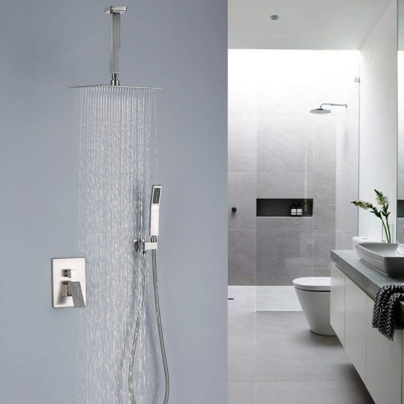 Système de douche complet avec valve brute, Nickel brossé