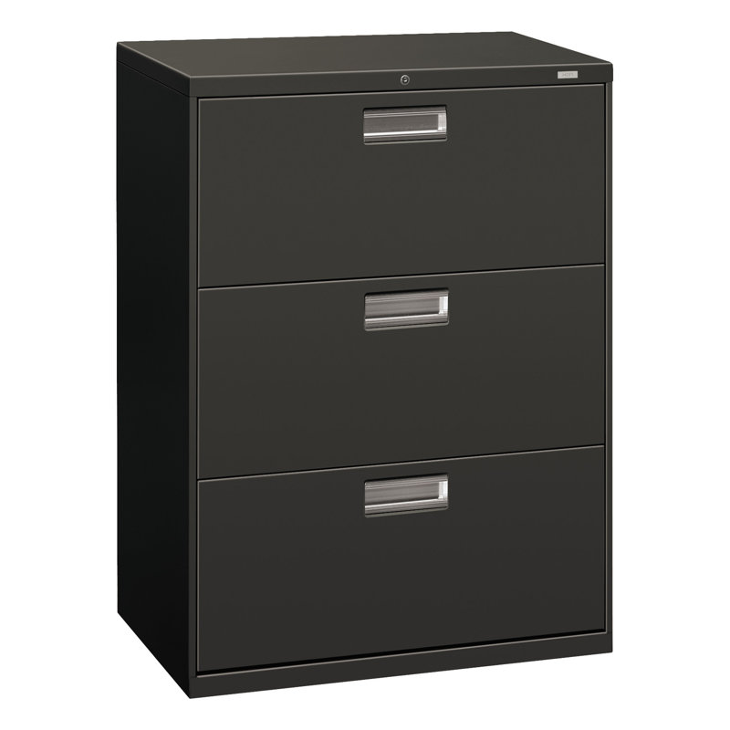 Brigade 600 Series 3-Drawer Lateral Filing Cabinet, Charcoal