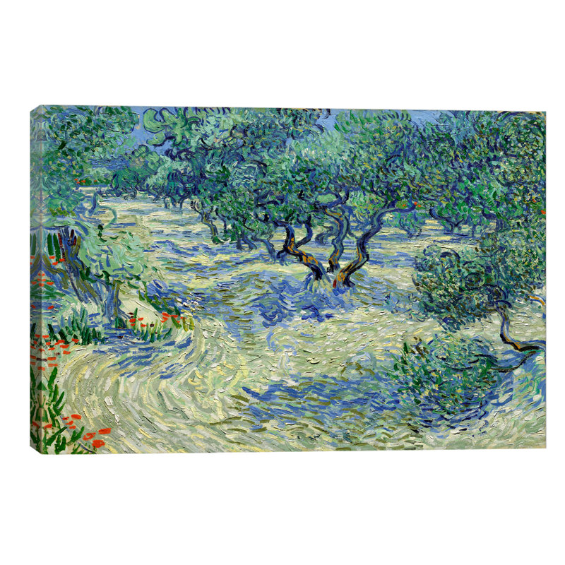Olive Orchard by Vincent Van Gogh - Floater Frame Painting on Canvas, No Frame, 152.5 cm H x 101.5 cm W x 3.175 cm D