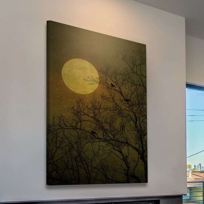 Yellow Moonlit Night Canvas Art Print, 18" x 12"