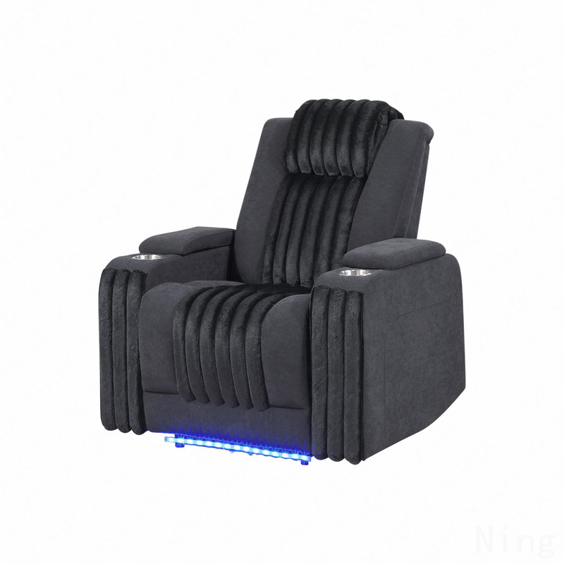 Fauteuil inclinable électrique noir avec appui-tête électrique et lumière DEL, Noir