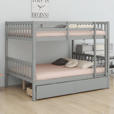 Lit superposé en bois peu encombrant avec tiroirs doubles, échelle et conception détachable