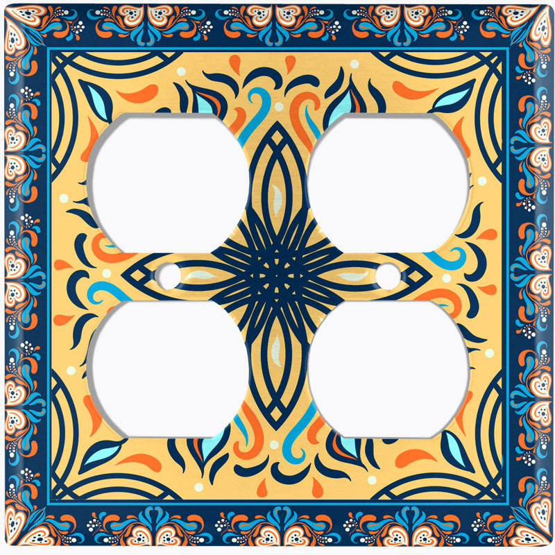 Patterned 2 - Gang Duplex Outlet Standard Wall Plate