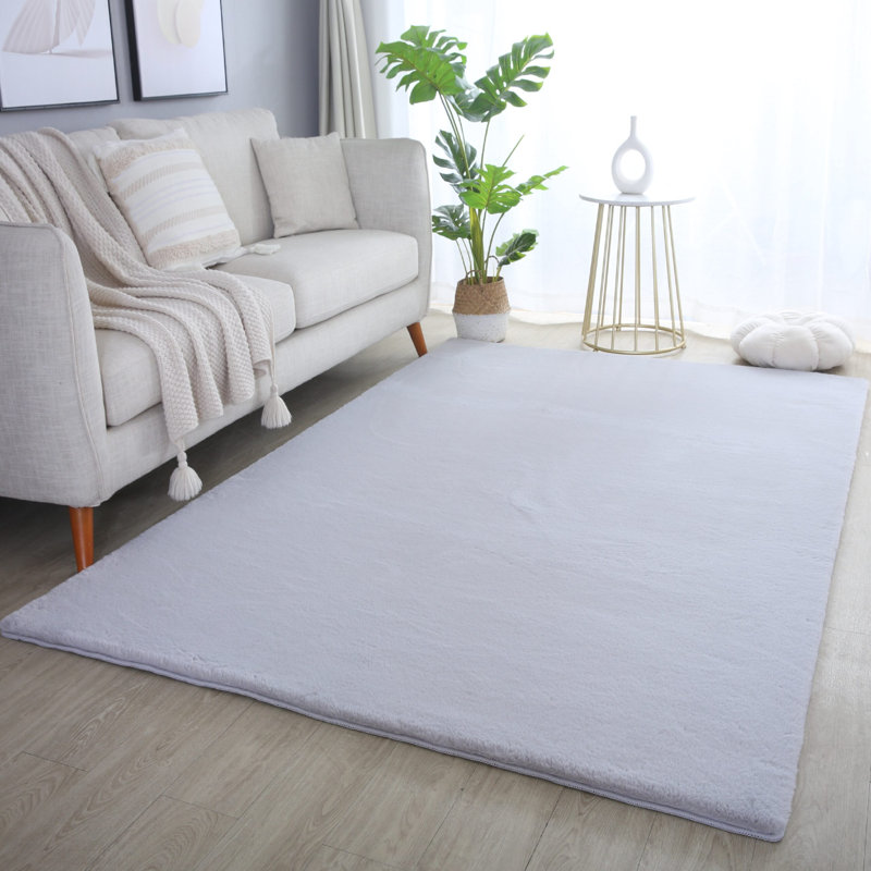 Cotton Knitted Washable Area Rug, Grey, Rectangle 200 x 280 cm