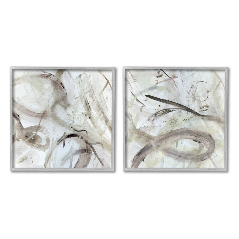 «Modern Neutral Tones Abstract», ensemble de 2 estampes numériques par Susan Jill, H 12 po x l 12 po x P 1,5 po
